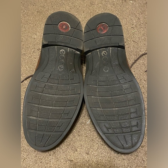 Mens Ecco Brown Leather Lace Up Oxfords Dress Shoes Size 45 11 11.5 - Picture 3 of 5